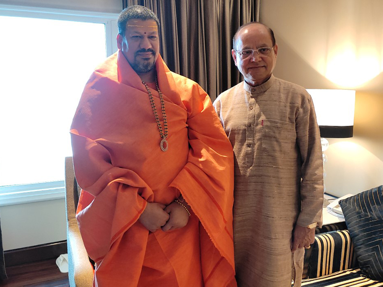 With Acharya Swami Kailasanand Giri Ji Maharaj, Mahamandaleshwar of Niranjni Akhada